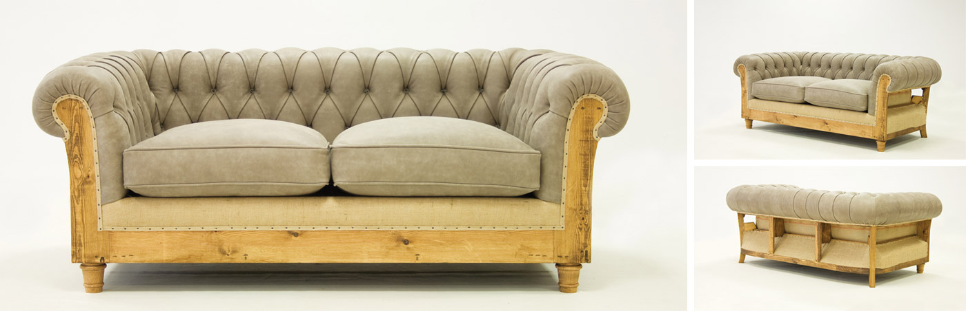 Canapé Chesterfield cuir gris