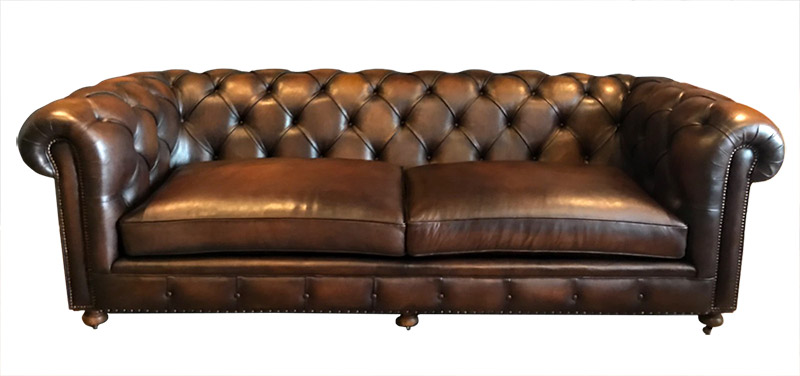 Canapé Chesterfield en cuir Marron