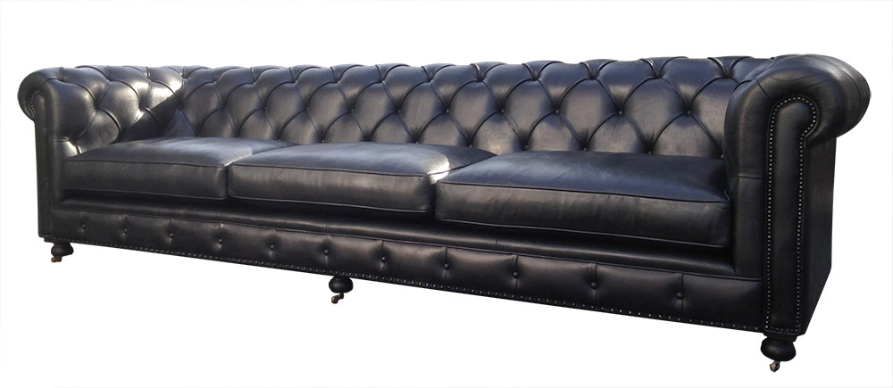 Canapé Chesterfield Cuir noir 3 mètres