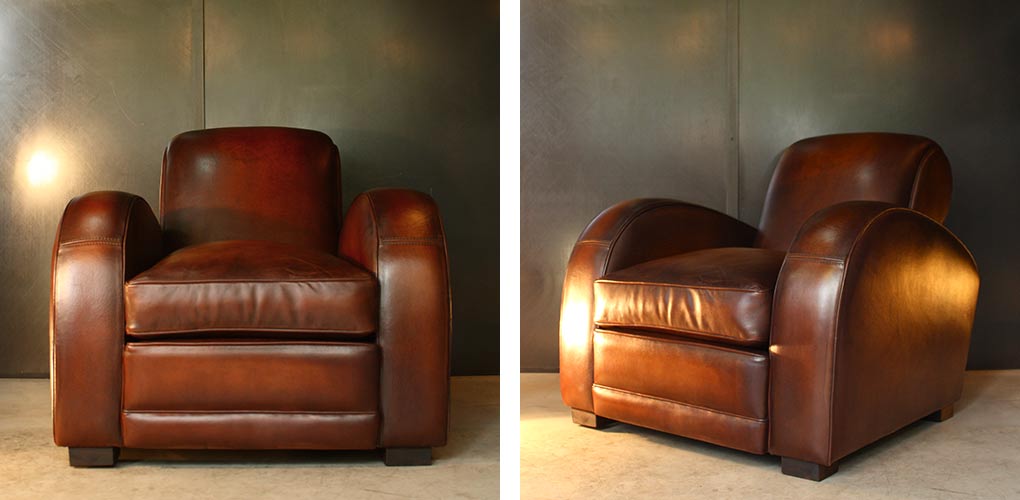 Fauteuil club "Bentley" en basane de mouton