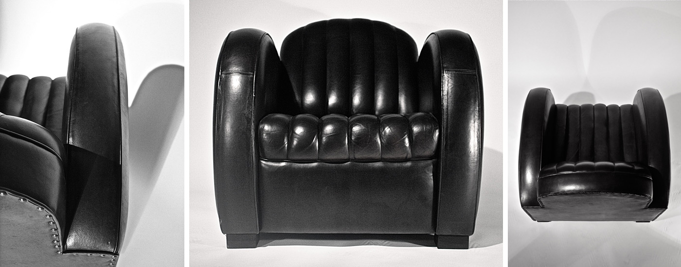 Fauteuil Club "ROADSTER" noir carbone