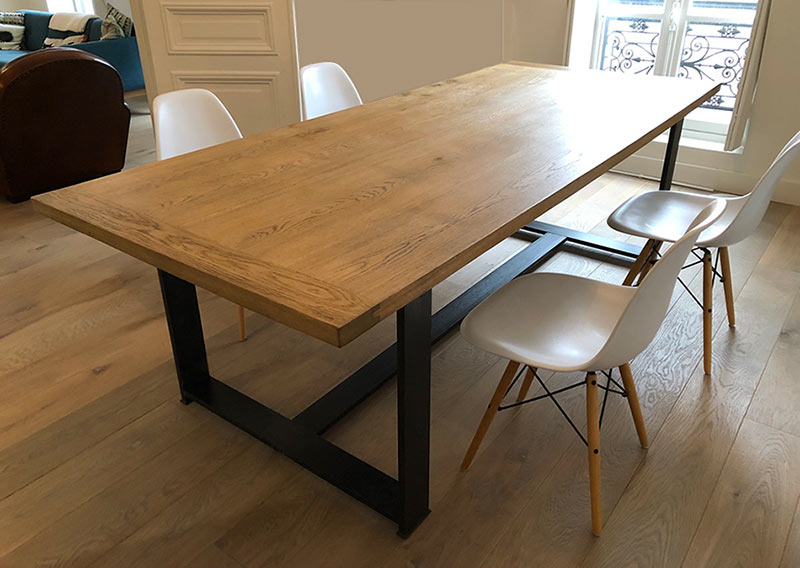 Table industrielle bois métal