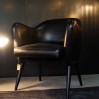 "Bebop"black leather armchair French design 50's