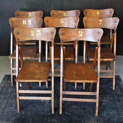 Set of vintage foldable theater chairs circa 1940