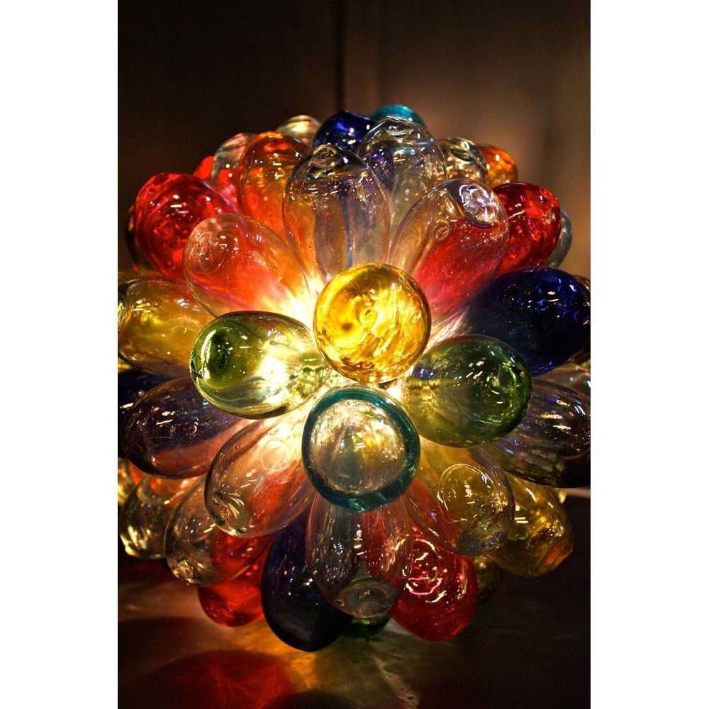 Lampe grappe en verre multicolore