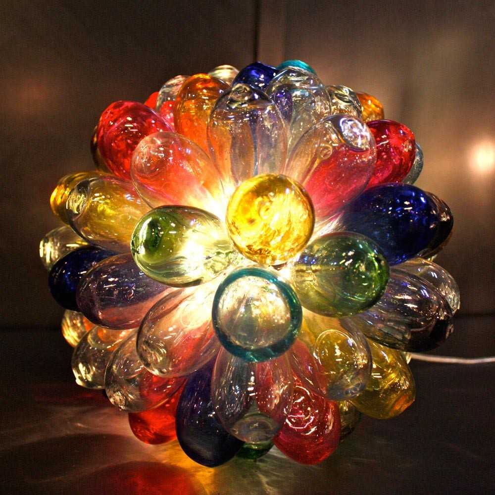 Lampe grappe en verre multicolore