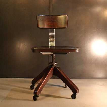 Mahogany industrial revolving chair