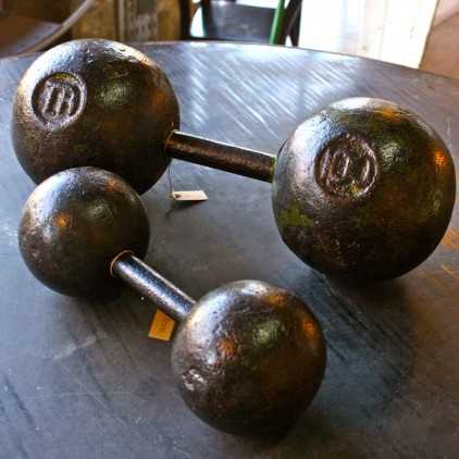 Set of two old dumbbells circa 1930