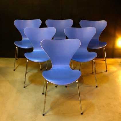 Set of 6 from series of 7 Arne Jacobsen danish chairs, edition Fritz Hansen
