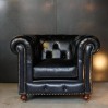 Vintage "Chesterfield" black leather armchair