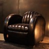 "ROADSTER" chocolate leather club armchair model STREAMLINE