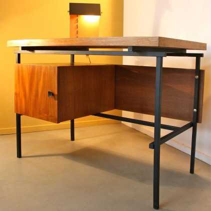 Small teak vintage office desk, style Rietveld/Mondrian