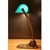 Lampe de notaire opaline verte