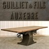 Table industrielle pied central en fonte