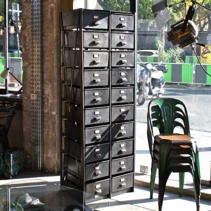 Industrial metal cabinet 20 drawers circa 1950