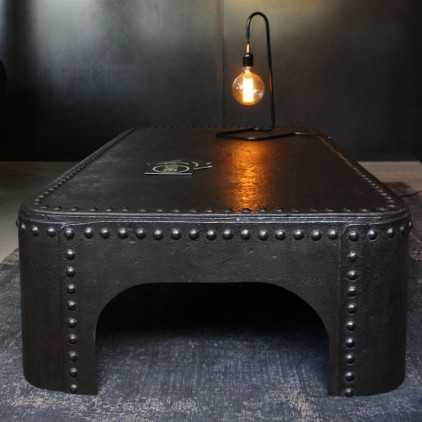 Industrial riveted metal coffee table