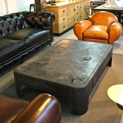 Industrial riveted metal coffee table