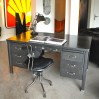 Old french metal desk "Strafor"