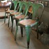 Set of 4 original industrial FibrocitC25 chairs Belgium, very nice patina