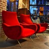 Italian design red velvet armchairs circa 1950