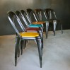 Old industrial chairs "FIBROCIT" multicolored leather seats Belgium