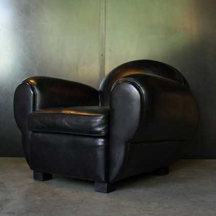 Club armchair (Art Deco) "Panthéra"sheep leather