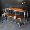 Table and bench set (school desk) metal and oak