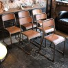 Set of 6 stackable old  school chairs circa 1950