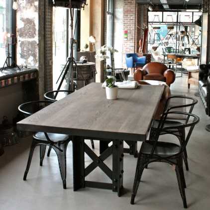 industrial dining table "Gustave Eiffel" wood/ metal