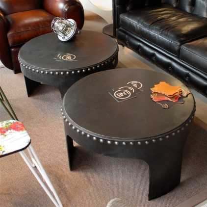 Industrial round coffee tables (riveted metal)