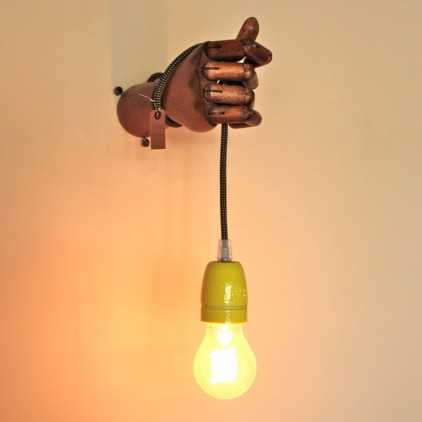 "Passe-muraille" wall-lamp wood and ceramic