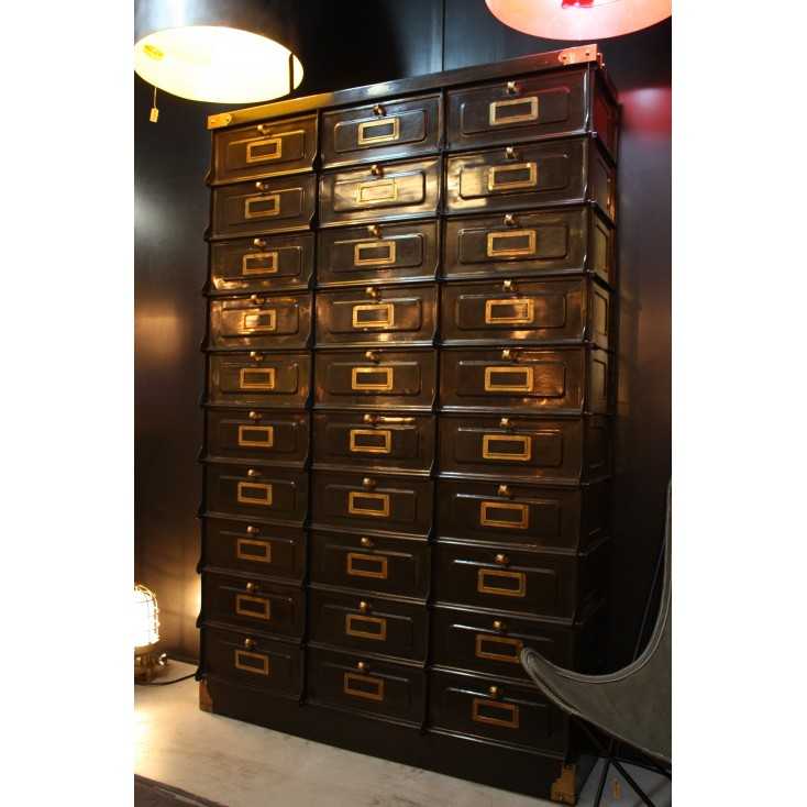 "Strafor"metal lockers 1930, industrial filing cabinet with 30 flaps.