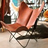 Butterfly AA Buffalo leather fawn color armchair, edition Airborne by Jorge Ferrari Hardoy