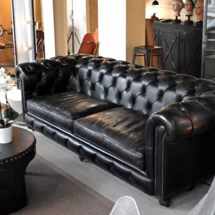 Chesterfield sofa "EASY" black leather