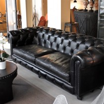 Chesterfield sofa "EASY" black leather