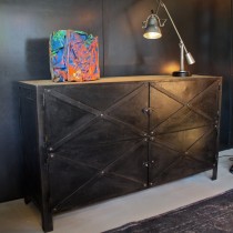 Custom industrial old metal sideboard